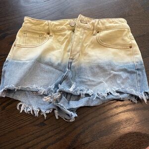 PacSun Ombre Jean Shorts - Yellow and Blue